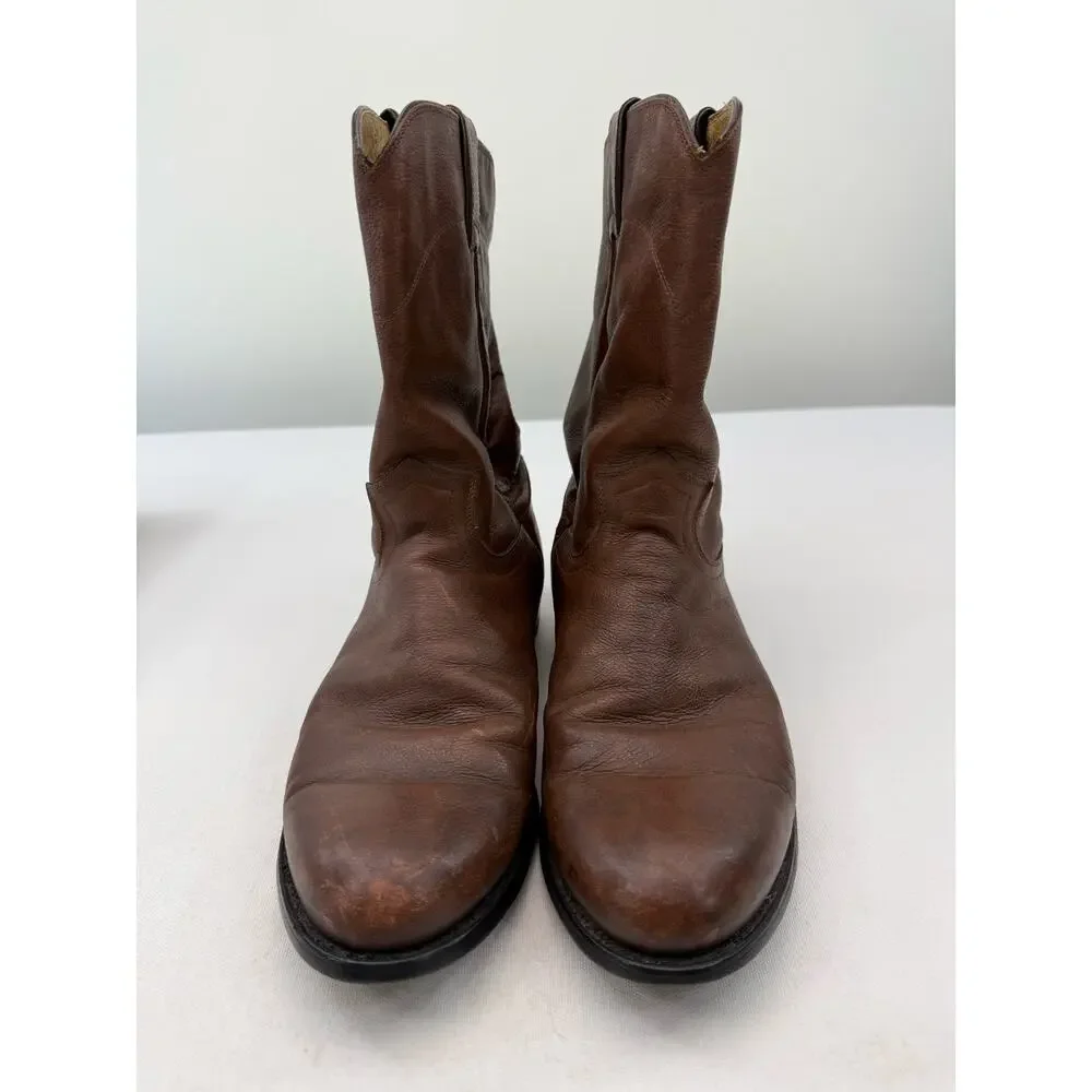 Justin Roper Brown Leather Cowboy Boots‎ Men’s Size 10 EE Extra Wide Work Boots